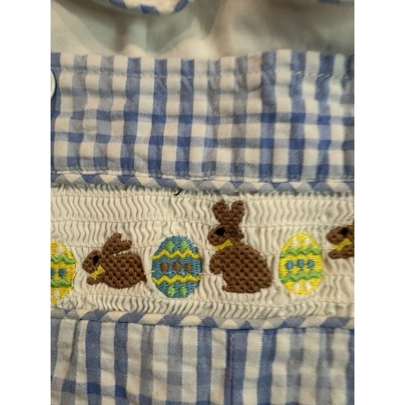 Vintage Toffee Apple Smocked Embroidered Easter Bunny & Eggs Romper Outfit 18 M - Picture 2 of 7